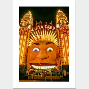 Luna Park Face at Night, Sydney, NSW, Australia Posters and Art